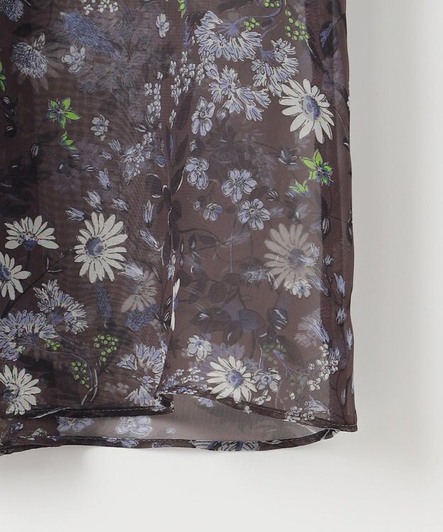 自由区 【セットアップ対応・洗える】ボタニカルフラワープリント ブラウス セピア系