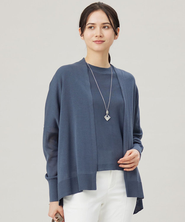 自由区 【アンサンブル対応・洗える】ドライシアーファインゲージ カーディガン ブルーグレー