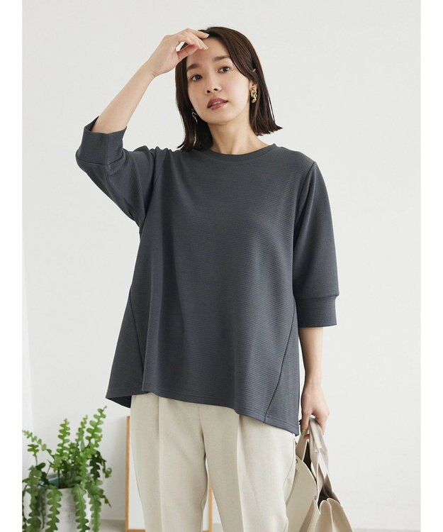 Green Parks ぽこぽこ７分袖カットプルオーバー Gray