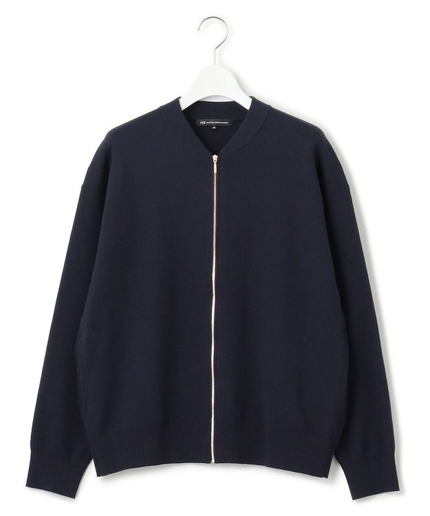 23区 L 【洗える/セットアップ対応】ヴィスコースストレッチ ニットブルゾン ネイビー系