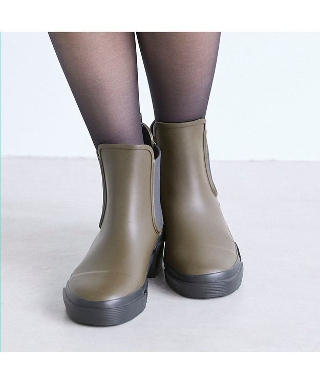 MODE ET JACOMO <carino>【レイン対応】サイドゴアレインブーツ カーキ