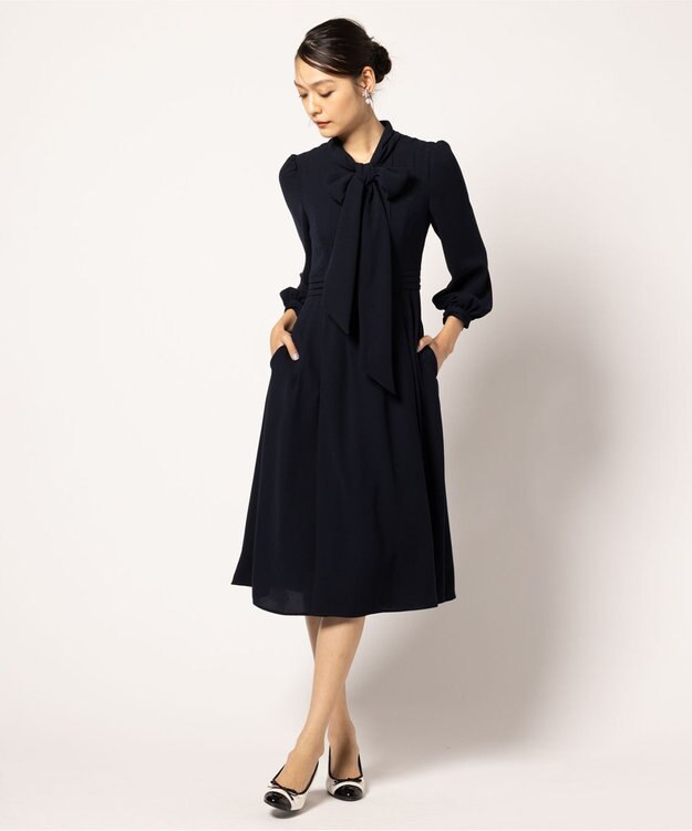 TOCCA 【洗える・消臭】PROMISE RIBBON ROSETTE ドレス ネイビー系