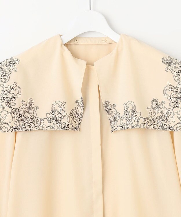 自由区 S 【2WAY・洗える】コードエンブロイダリー襟付き ブラウス シャンパンベージュ