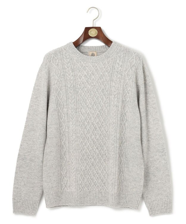 J.PRESS MEN 【KING SIZE】【Cash Lamb’s wool】ケーブルニット / クルー ライトグレー系