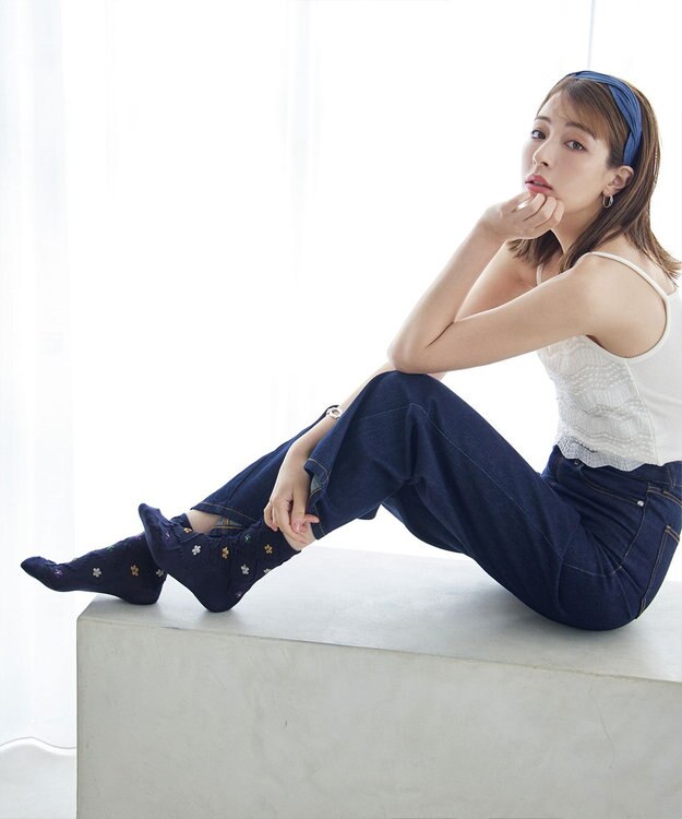 Tiaclasse トレリス＋カラーフラワーソックス ネイビー