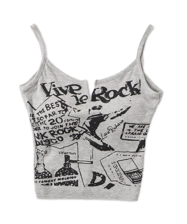 WEGO 【カップ付きインナー】グラフィックリブキャミソール グレー