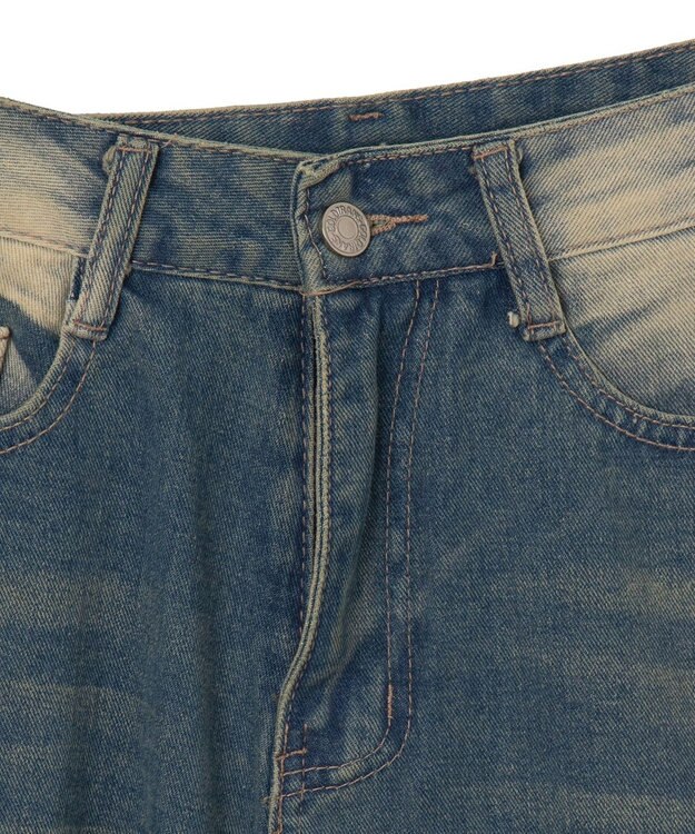 WEGO ウオッシュドデニムハーフパンツ デニム中濃色