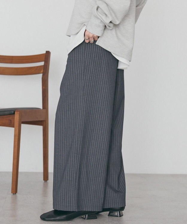 AMERICAN HOLIC 【イージーケア】ベイカーリラックスパンツ Stripe Gray