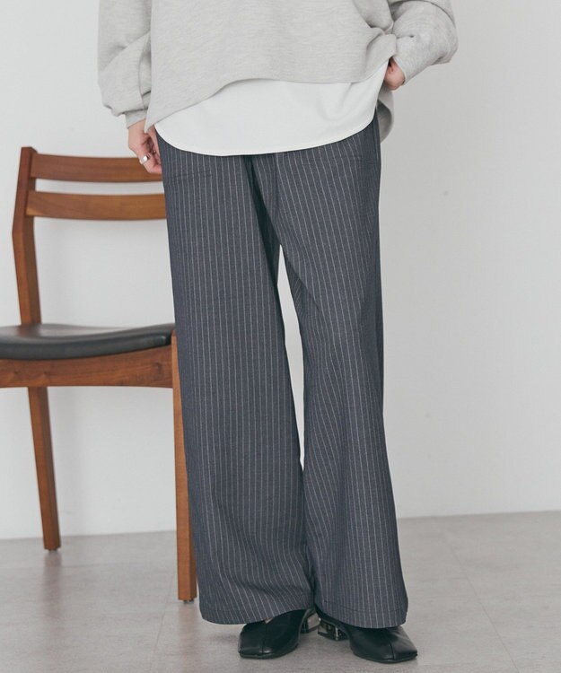 AMERICAN HOLIC 【イージーケア】ベイカーリラックスパンツ Stripe Gray