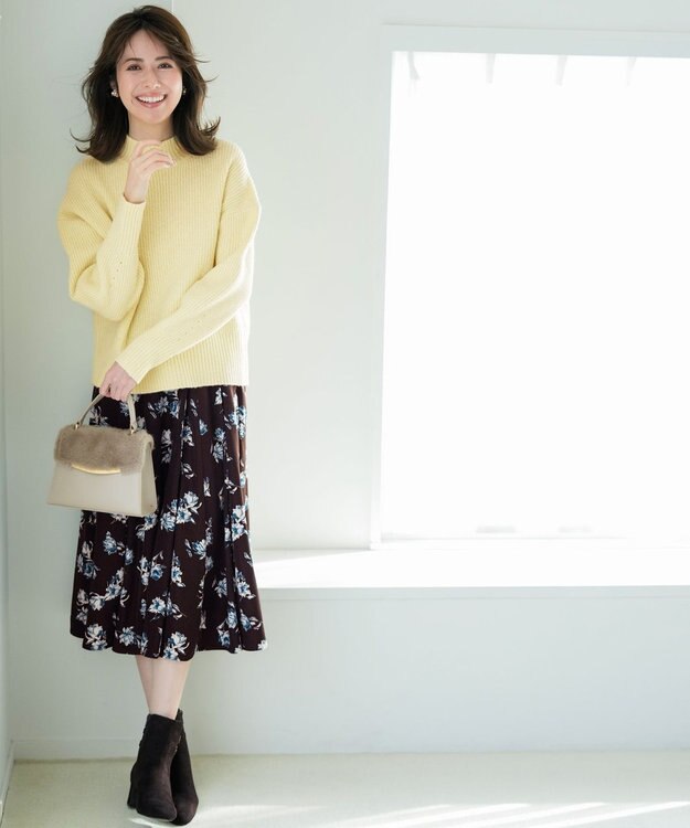 ANY SIS S フラワータック スカート ブラウン系