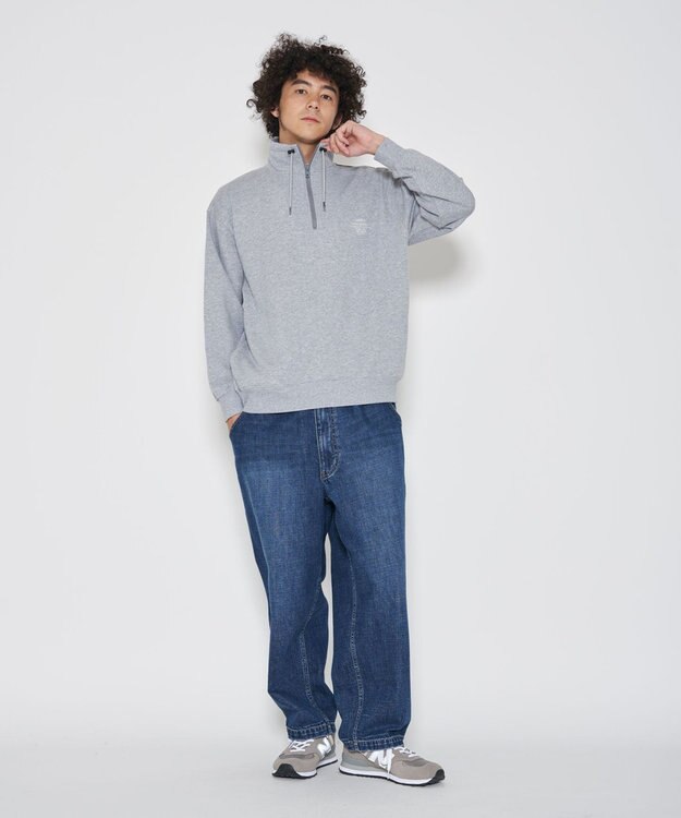 J.PRESS YORK STREET 【UNISEX】ロゴ刺繍ハーフジップ プルオーバー ライトグレー系