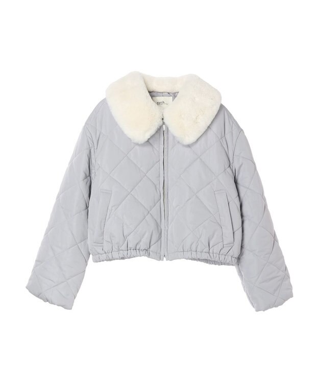 earth music&ecology ファーカラーブルゾン Grayish Blue