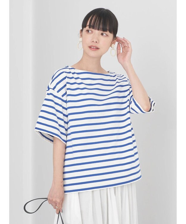 earth music&ecology ショートスリーブボーダーＴＥＥ Blue