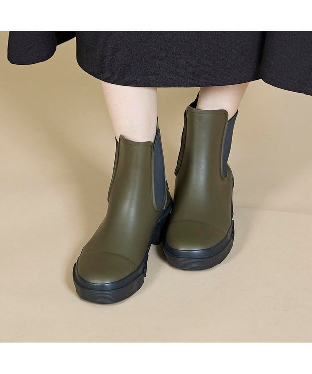 MODE ET JACOMO <carino>【レイン対応】サイドゴアレインブーツ カーキ