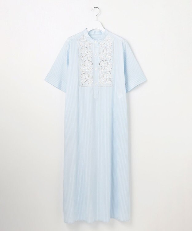 自由区 L エンブロイダリーブロード ワンピース サックス×オフ
