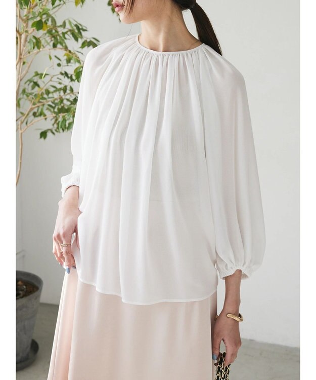 Green Parks AnriettMusee ボリュームシアーブラウス Off White