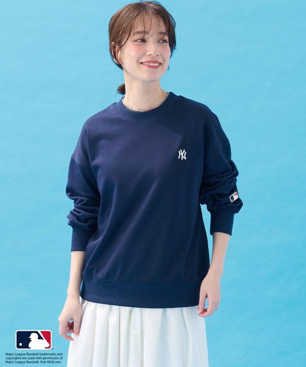 ANY 【洗濯機可/UVケア】MLB/メジャーリーグベースボール クルーネックスウェット ネイビー