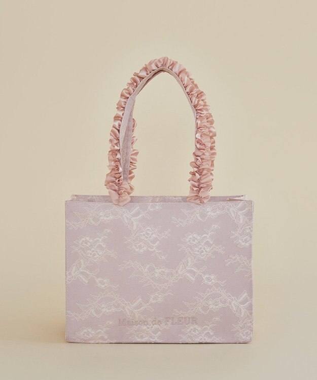 Maison de FLEUR レースフリルハンドルスクエアトートMバッグ Light Pink