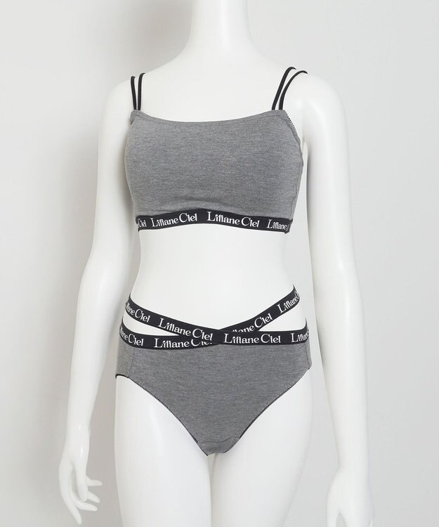 WEGO 【ブラトップ＆ショーツセット】Liliane　Ciel　ロゴテープ グレー