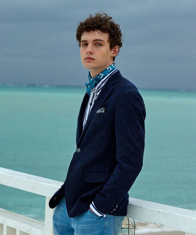 JOSEPH ABBOUD 【JAPAN FABRIC】 軽量 ラッセルブレザー ネイビー系