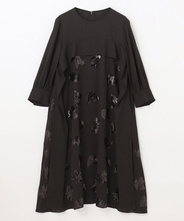 GRACE CONTINENTAL ハートスパンコールワンピース ブラック