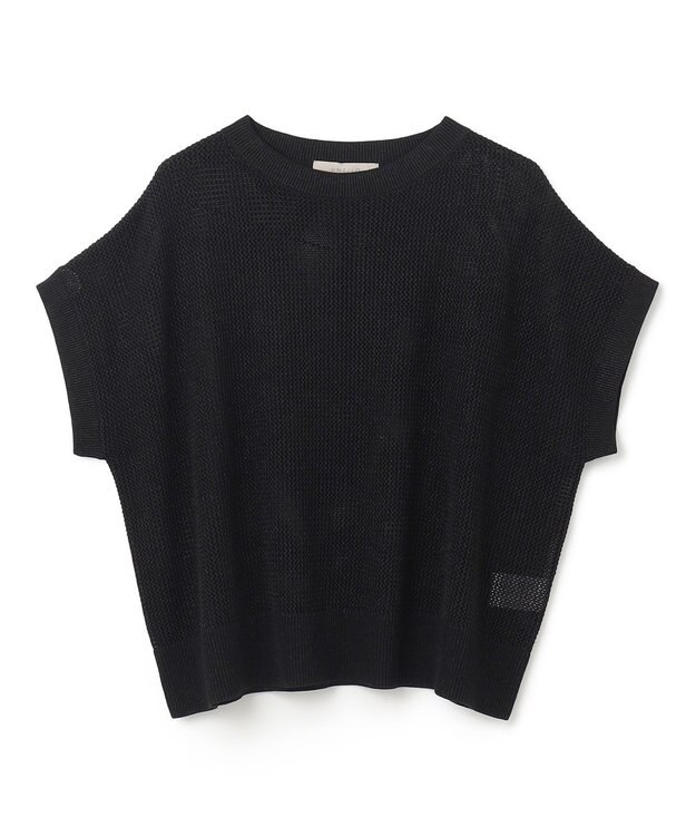 UNFILO L メッシュ ハーフスリーブ プルオーバー ブラックラメ