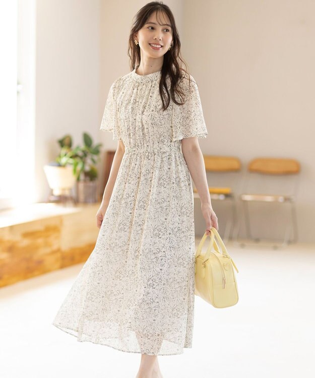 ANY SIS L 【洗える】プリント ワンピース アイボリー系