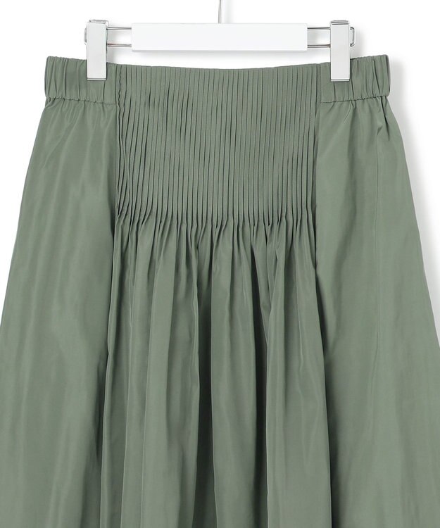 ICB L エステルメモリータフタ ピンタックスカート スモークグリーン系