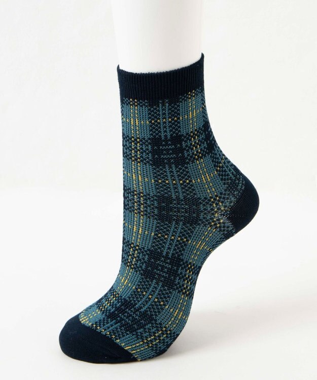 WEGO ジャガードチェックソックス ネイビー