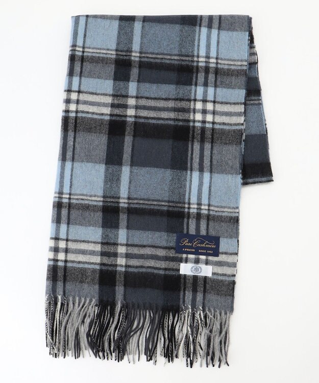 J.PRESS LADIES 【洗える】カシミヤチェック ストール ブルー系3