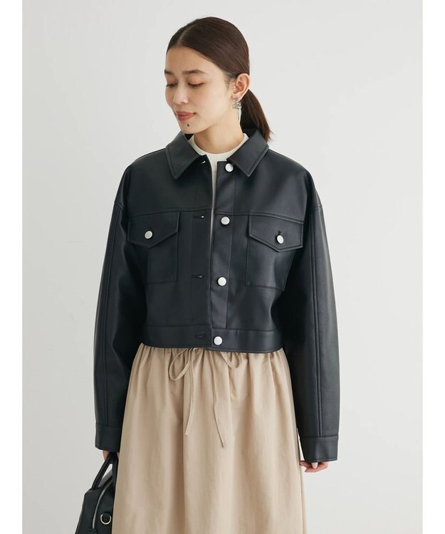 Green Parks ・ＥＬＥＮＣＡＲＥ　ＤＵＥ　合皮Ｇジャン Black