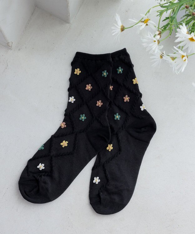 Tiaclasse トレリス＋カラーフラワーソックス ブラック