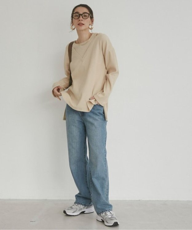 WEGO 【ANGIE VINTAGE】ワッフルフェイクレイヤードトップス ライトベージュ