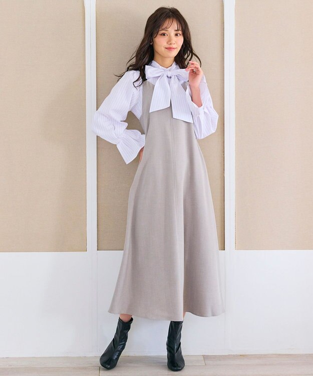 Feroux ダブルストラップキャミ ドレス ライトグレー系