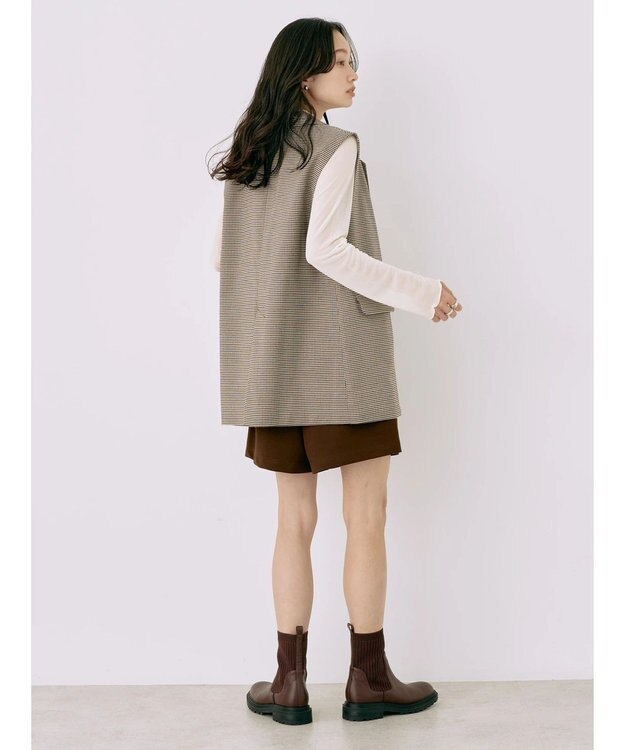 earth music&ecology テーラードジレ Check Brown