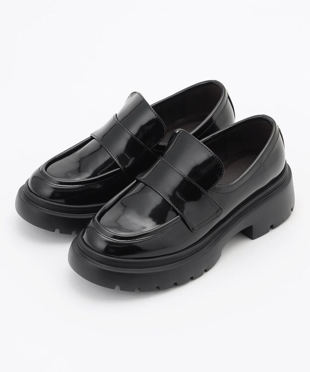 組曲 【加藤ローサさん着用】ボリュームスタッズローファー ブラック系