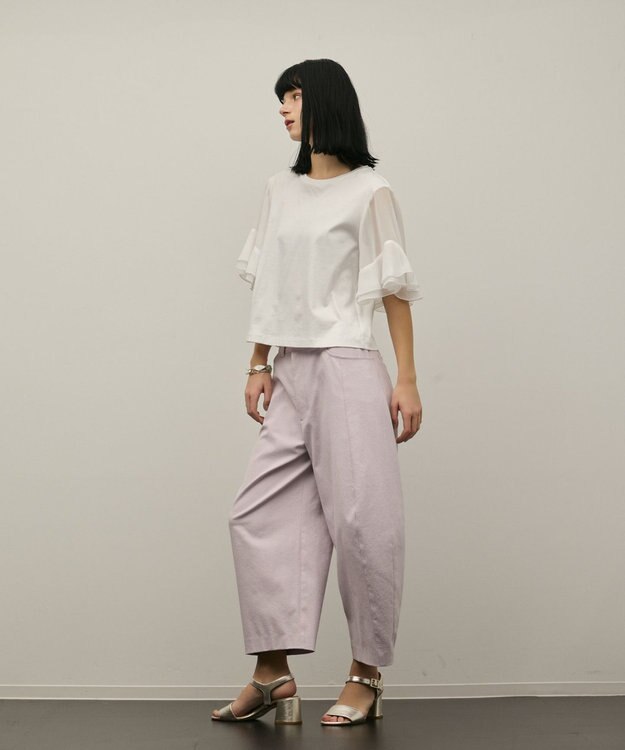 GRACE CONTINENTAL シフォンスリーブカットトップ ホワイト