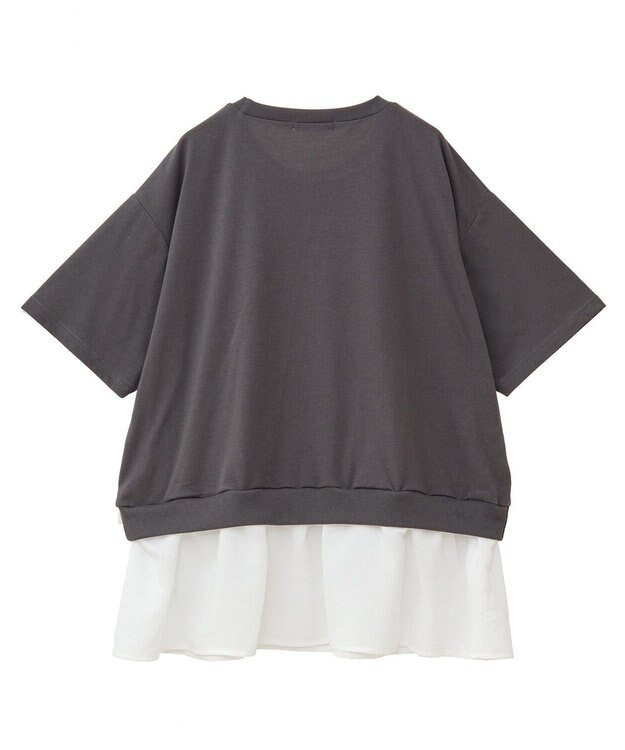 Green Parks 裾フリルドッキング５分袖プルオーバー Red