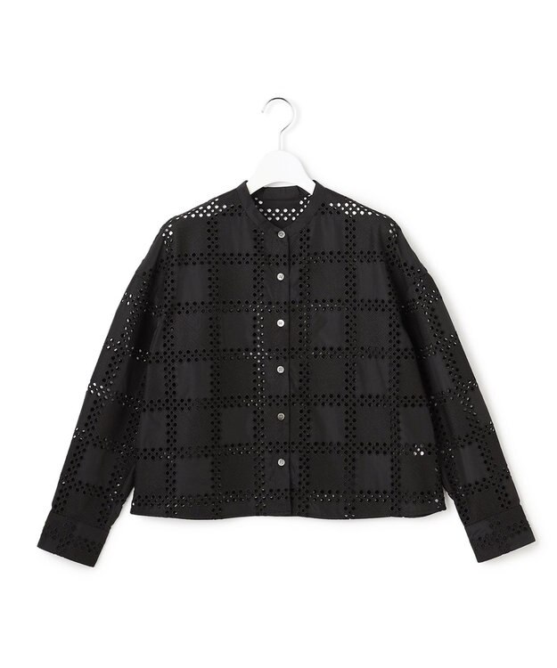 ICB L スクエアエンブロイダリー クロップドシャツ ブラック