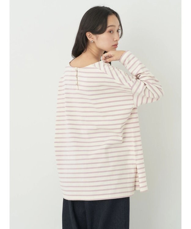 earth music&ecology バック釦ボーダーチュニック Pink