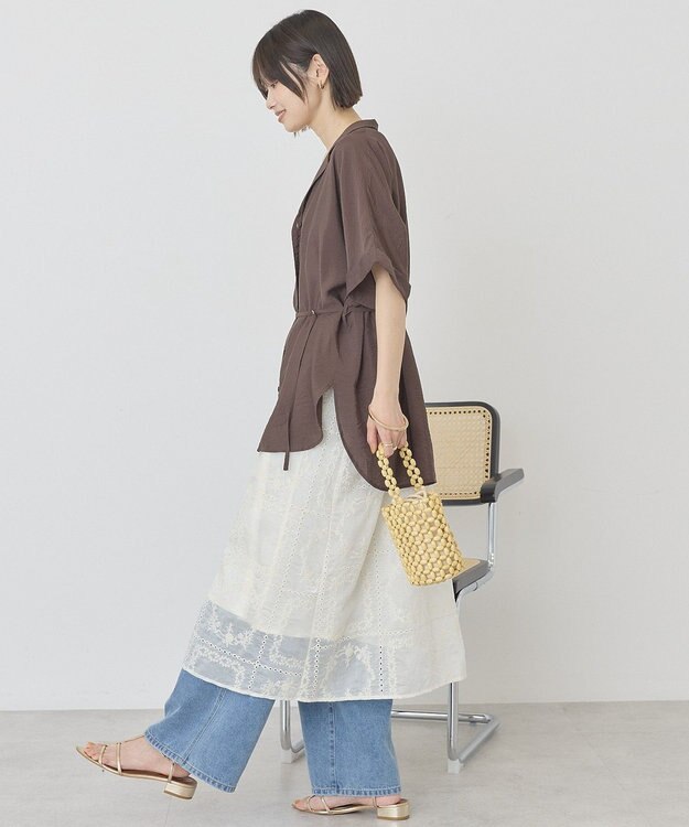 AMERICAN HOLIC 【先行予約】【マルチ機能】ベルト付カイキンシャツ Brown