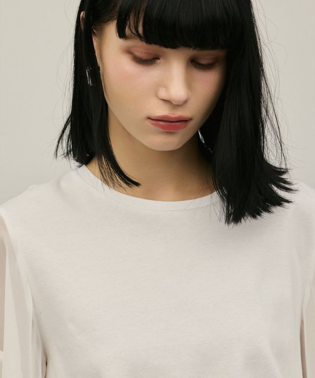 GRACE CONTINENTAL シフォンスリーブカットトップ ホワイト