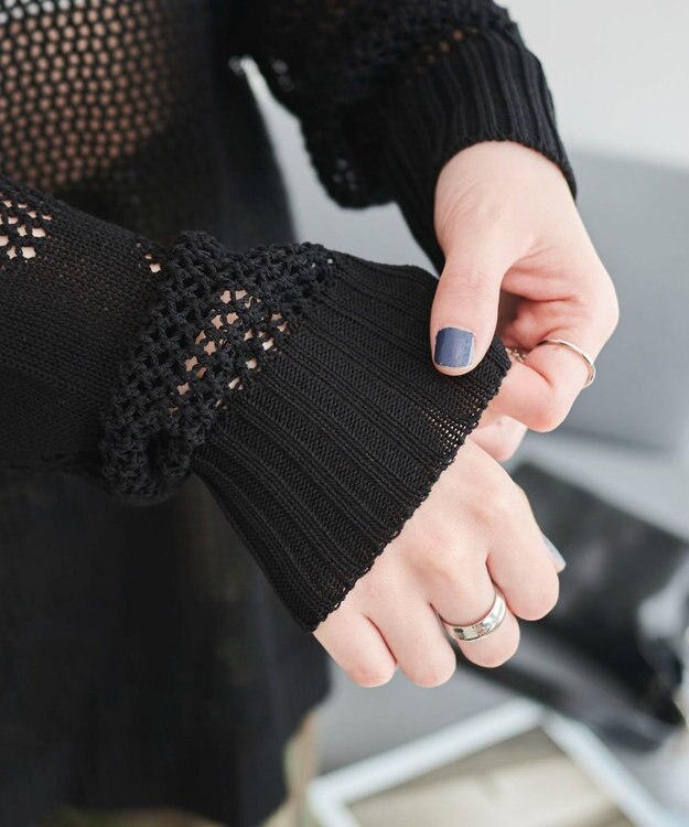 WEGO スターメッシュBIGニット ブラック