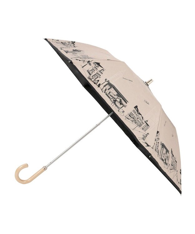 MOONBAT DAKS(ダックス) 晴雨兼用日傘 折りたたみ傘 街並み フワクール生地使用 ベージュ