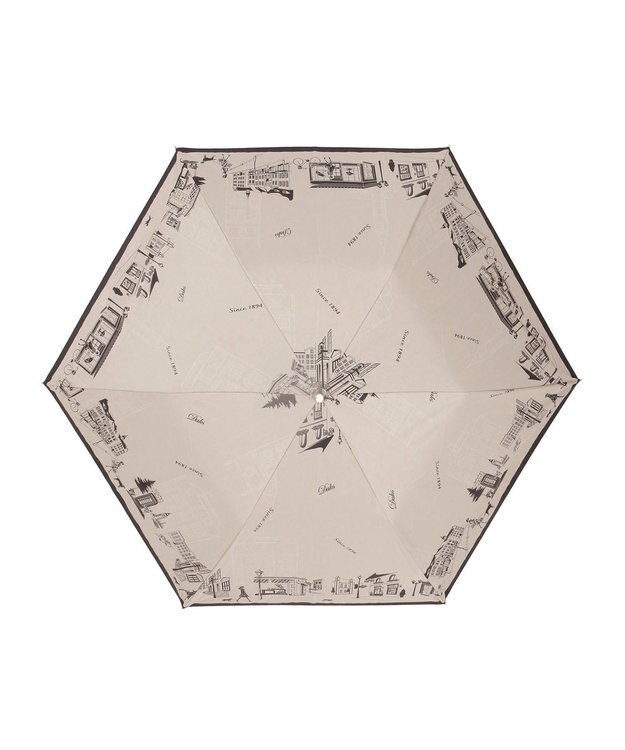 MOONBAT DAKS(ダックス) 晴雨兼用日傘 折りたたみ傘 街並み フワクール生地使用 ベージュ