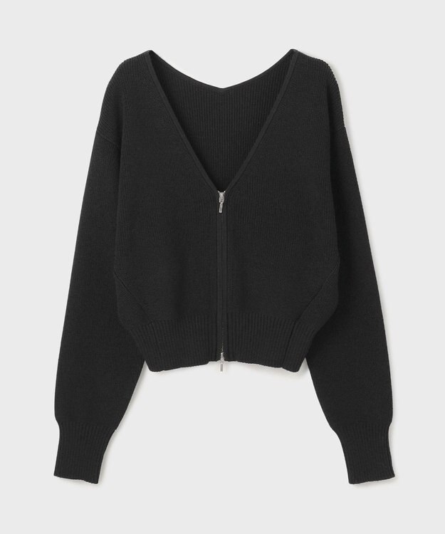 GRACE CONTINENTAL ハイゲージ畦ニットカーディガン ブラック