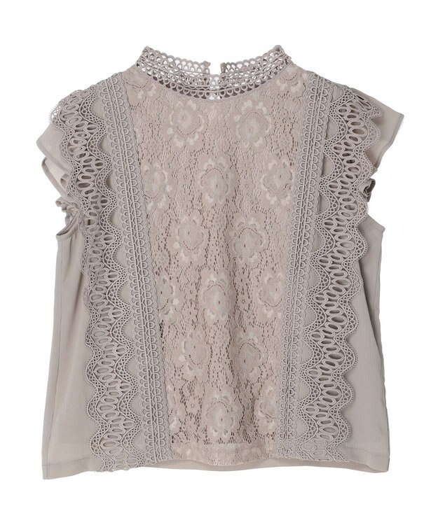 Green Parks ・ＥＬＥＮＣＡＲＥ　ＤＵＥ　イロイロレースブラウス Gray Beige