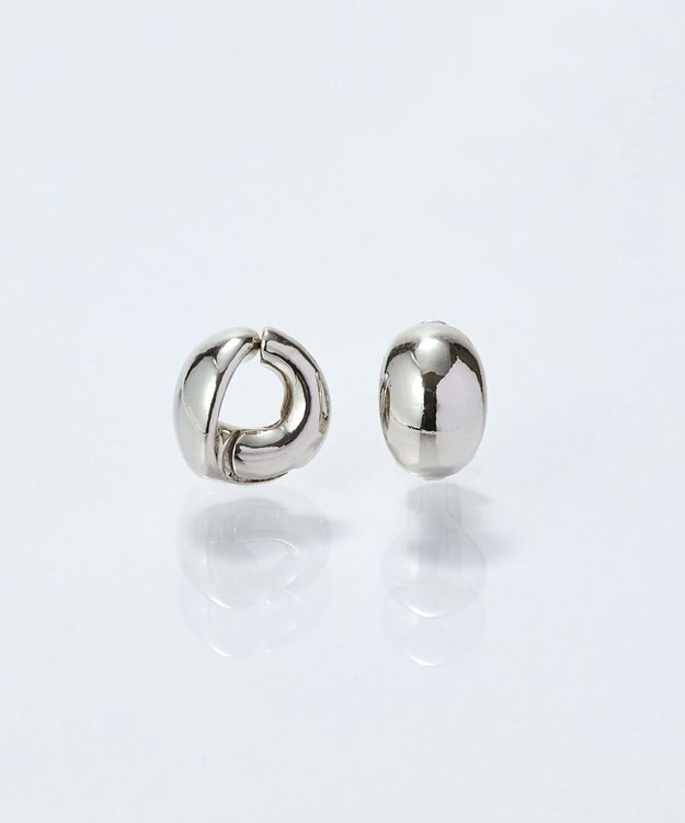 Phoebe 【ピアス見えシリーズ/金属アレルギー対応】オーバルフープスナップイヤリング　シルバー シルバー