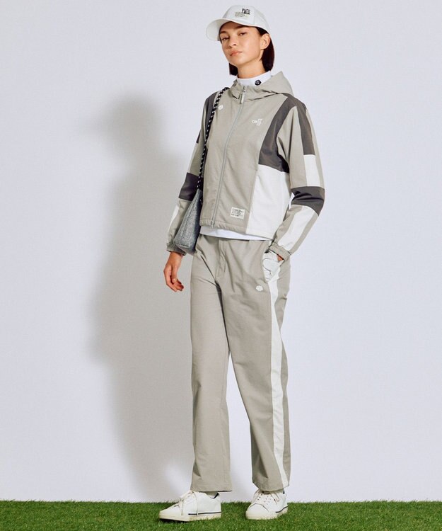 PW CIRCULUS 【WOMEN】サイドラインストレートワイドパンツ ゴルフウェア レディース グレー系