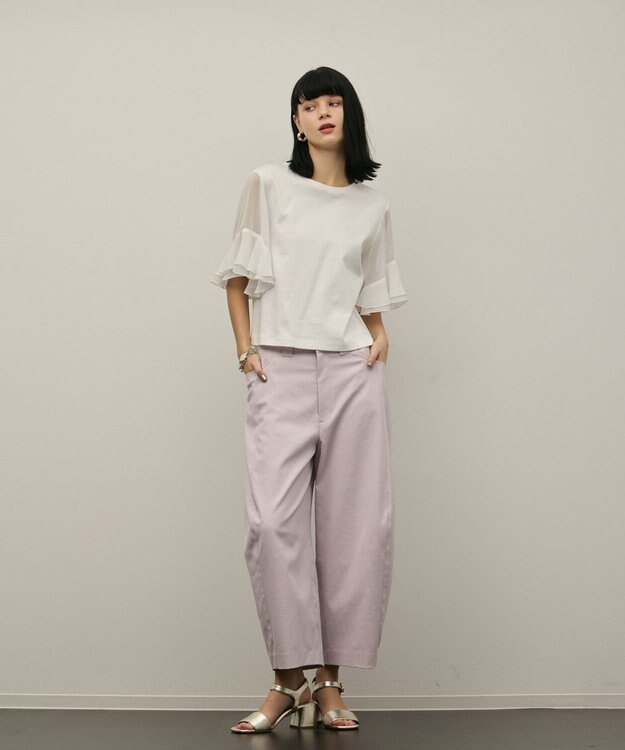 GRACE CONTINENTAL シフォンスリーブカットトップ ホワイト